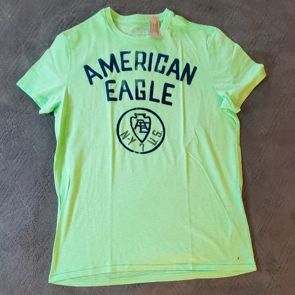 American Eagle Neon Green Athletic Fit T-Shirt - Picture 1 of 8